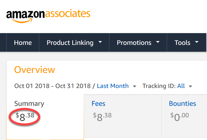 Amazon Associates Earnings October 2018