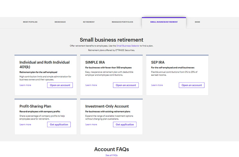 ETRADE Small Business Retirement Accounts