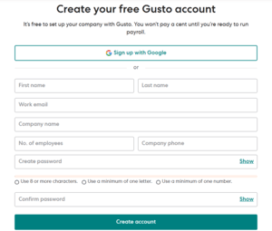 Gusto Account Creation