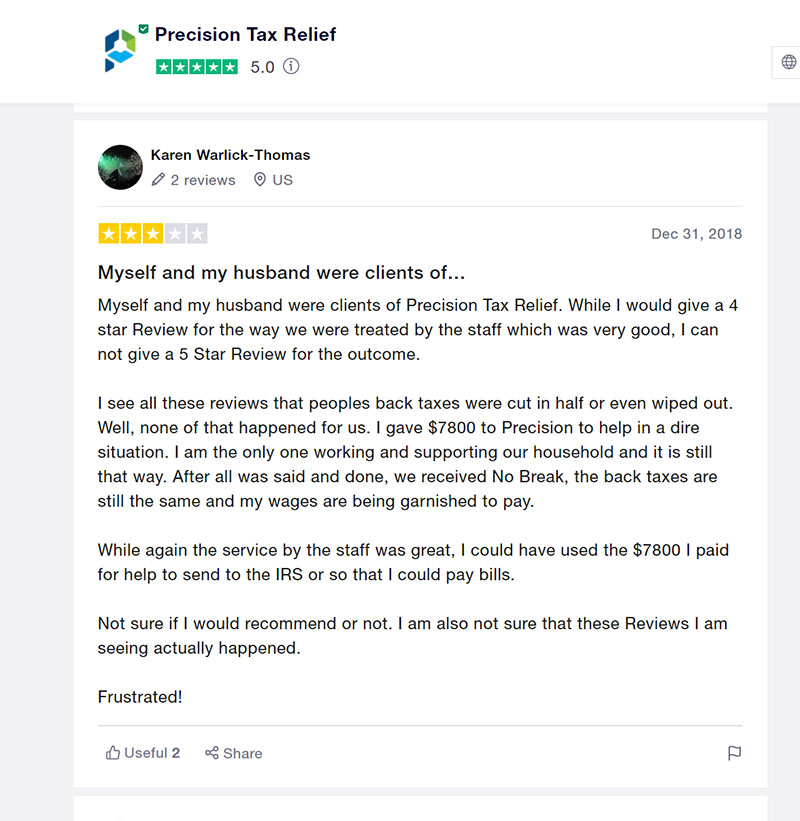 Trustpilot Review - Karen Warlick-Thomas
