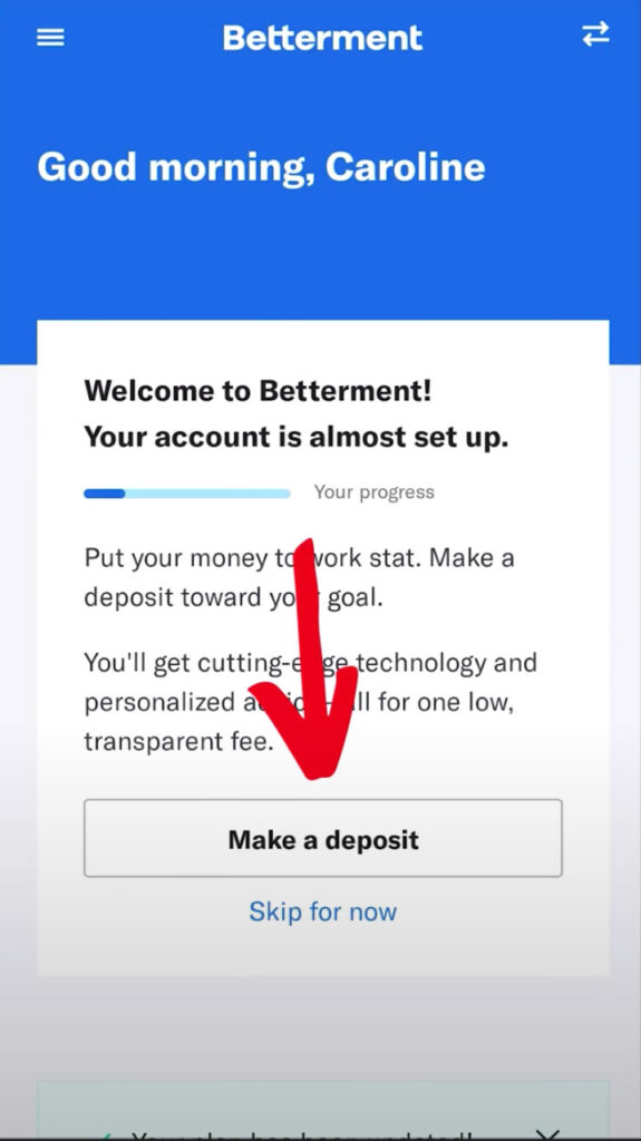 betterment initial deposit