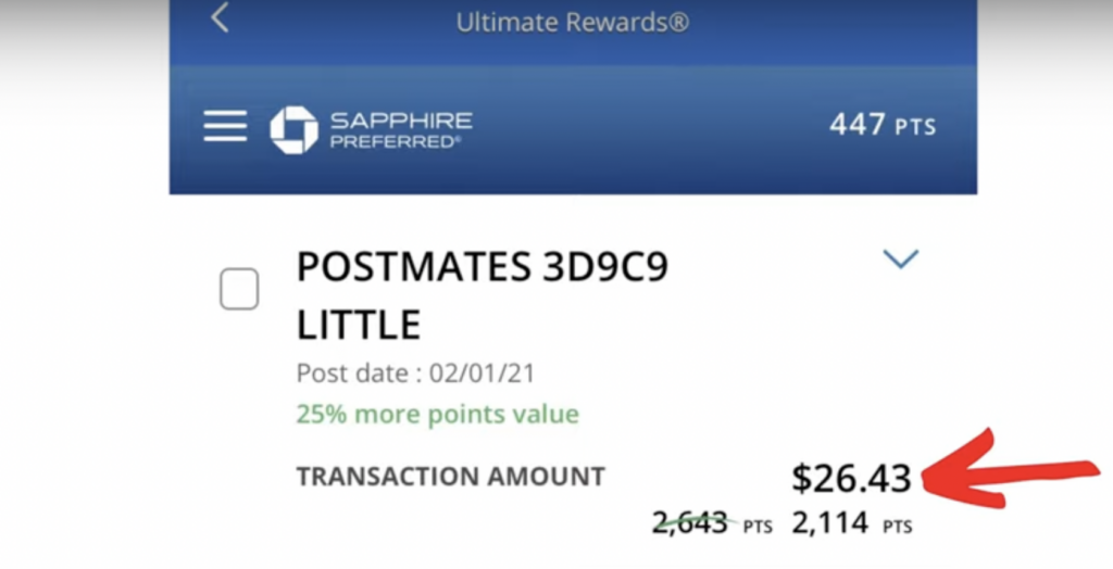 chase sapphire preferred purchase with redemption bonus change shown