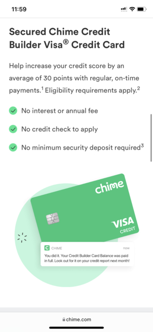 does the chime credit builder card work
