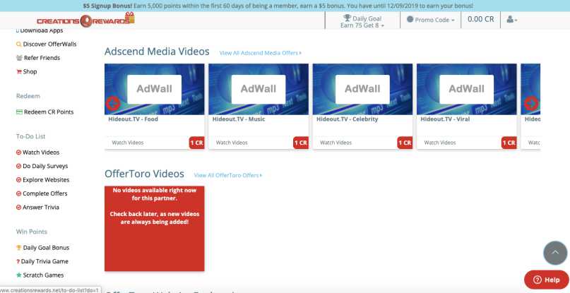 CreationsRewards Videos
