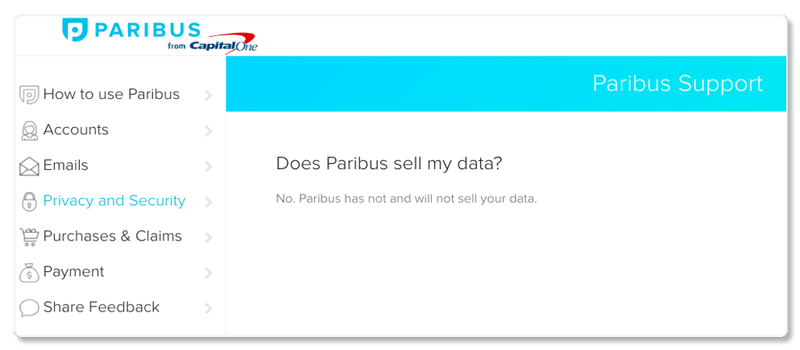 does paribus sell my data