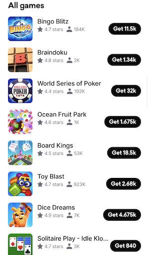 drop app games for points available