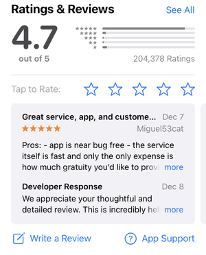 earnin app store reviews