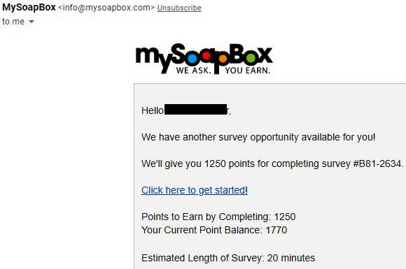 Paid Surveys MySoapBox - Email Invite