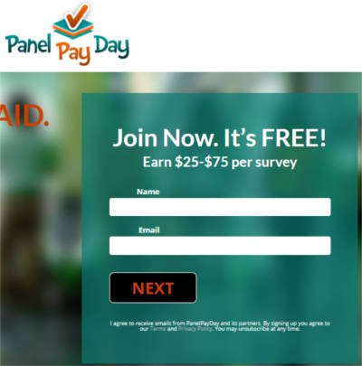 Paid Surveys Scam Panel Pay Day - Join Now Form