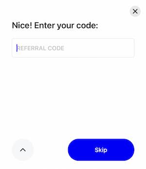 public app investing referral code entry screen