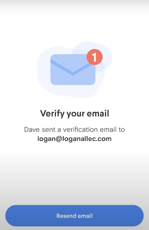 step 6 dave app signup verify your email
