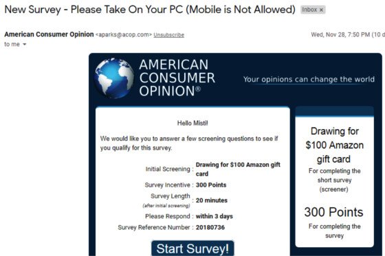 Surveys for Cash American Consumer Opinion - Sweepstakes Entry 
