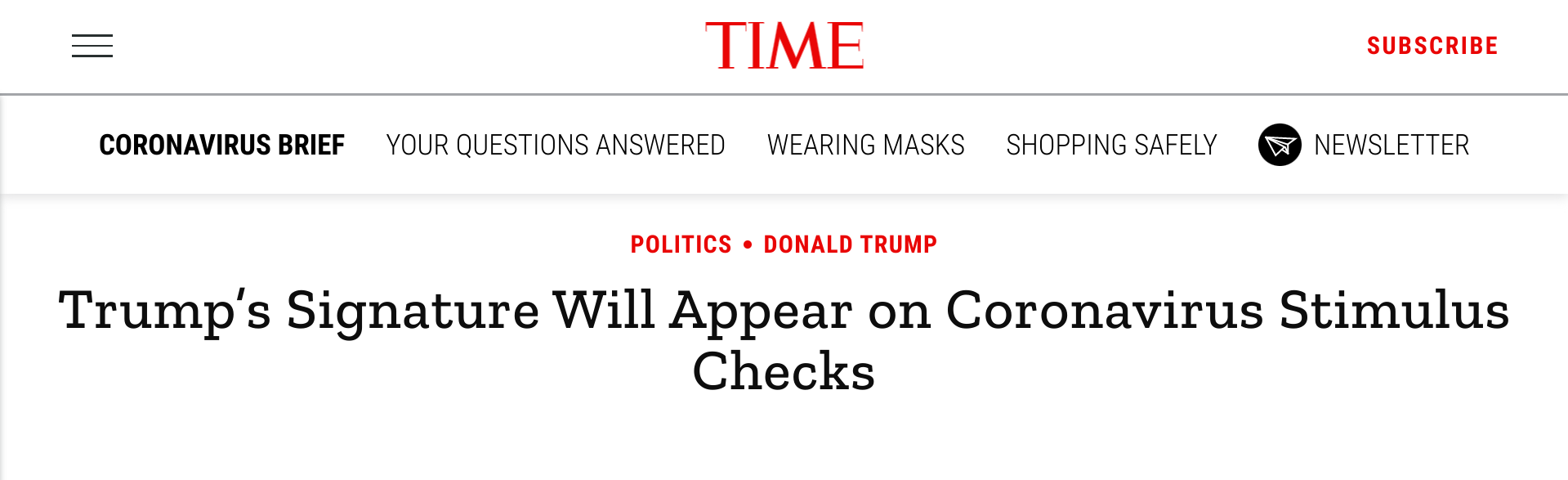 time.com Trump’s Signature Will Appear on Coronavirus Stimulus Checks