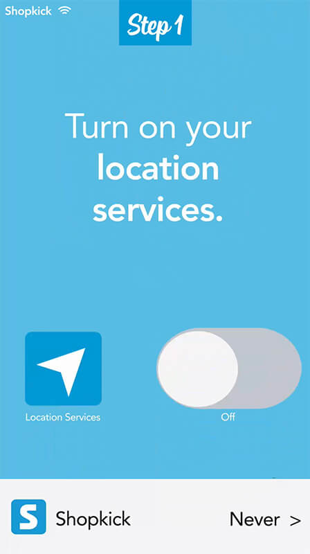 turn on location services shopkick